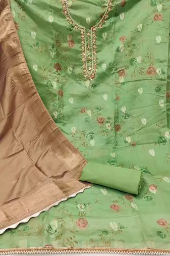 Pista Organza Printed Unstitched Dress Material