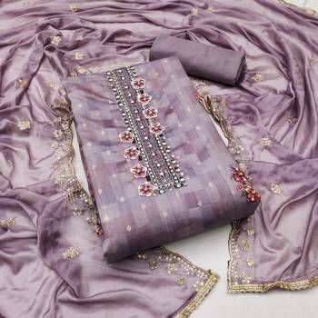 Lavender Cotton Unstitched Dress Material 2