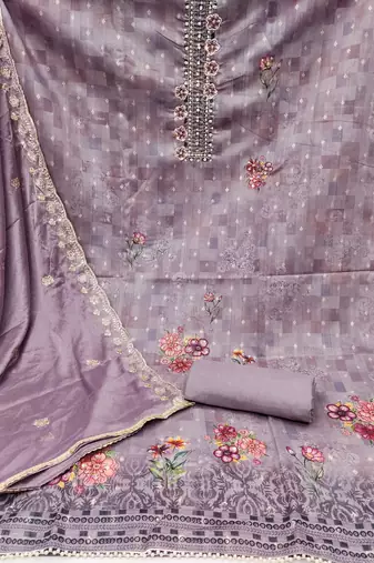 Lavender Cotton Unstitched Dress Material