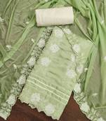 Pista Roman silk blend Cotton Embroidered Unstitched Dress Material
