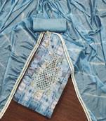 Blue Cotton Printed Unstitched Dress Material