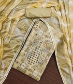 Yellow Cotton Printed Unstitched Dress Material