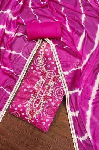 Rani Cotton Bandhani Printed Unstitched Dress Material