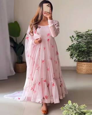 Women Floral Print Anarkali Kurta Set 2