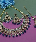 Bridal Gold Plated Kundan Ad Cz Stones Necklace Jewellery Set