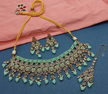 Bridal Gold Plated Kundan Ad Cz Stones Necklace Jewellery Set 1
