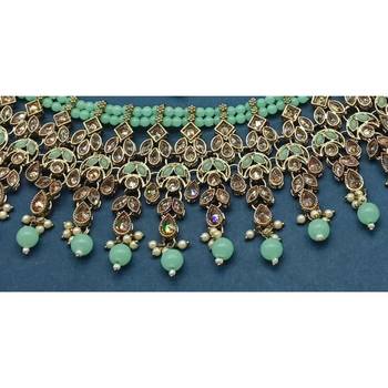 Bridal Gold Plated Kundan Ad Cz Stones Necklace Jewellery Set 2