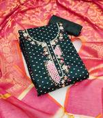 Black color weaving work modal butti cotton unstitched dress material