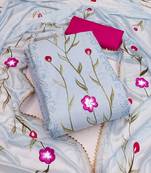 Grey color sequence work cembric cotton unstitched dress material