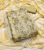 Lime green color weaving work modal butti cotton unstitched dress material