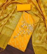 Mustered color weaving work banarasi jacquard unstitched dress material