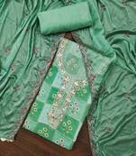 Multi color sequins work maslin cotton unstitched dress material