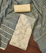 Multi color hand work work maslin cotton unstitched dress material