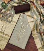 Grey color digital print work cembric cotton unstitched dress material