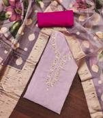 Baby pink color digital print work cembric cotton unstitched dress material