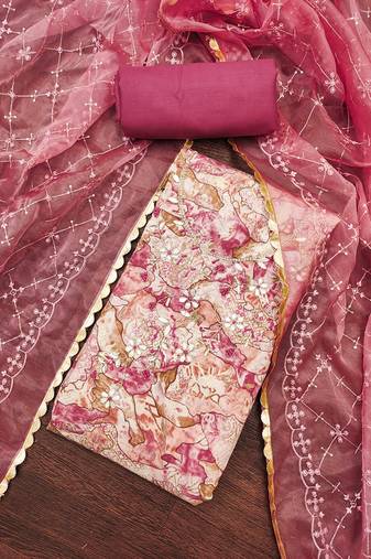 Multi color digital print work p v roman unstitched dress material