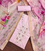 Onion pink color weaving work modal cotton unstitched dress material