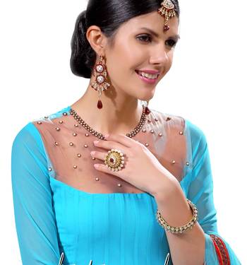 Blue Georgette Plain semi_stitched salwar with dupatta 2
