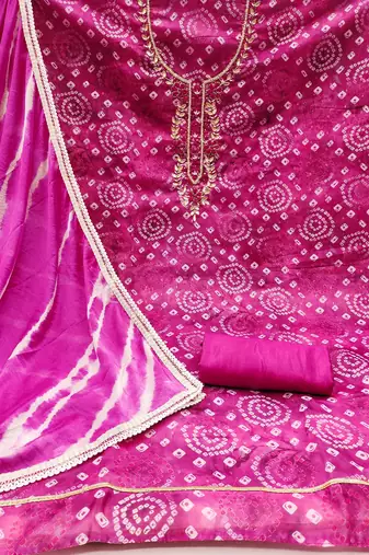Pink color digital print work modal butti cotton unstitched dress material