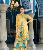 Olive colour designer printed coord set for trendy fashion looks in muslin fabric