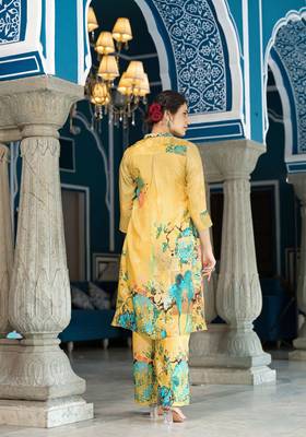 Olive colour designer printed coord set for trendy fashion looks in muslin fabric 3