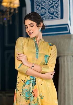 Olive colour designer printed coord set for trendy fashion looks in muslin fabric 4