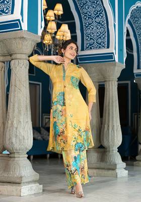 Olive colour designer printed coord set for trendy fashion looks in muslin fabric 6