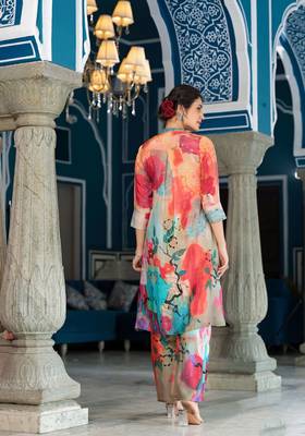 Multy colour designer printed coord set for trendy fashion looks in muslin fabric 3