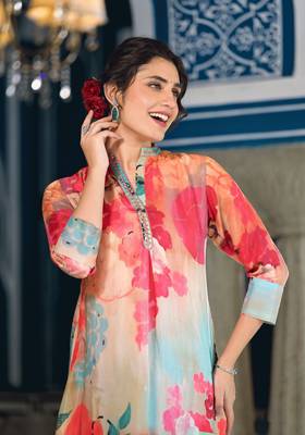 Multy colour designer printed coord set for trendy fashion looks in muslin fabric 4