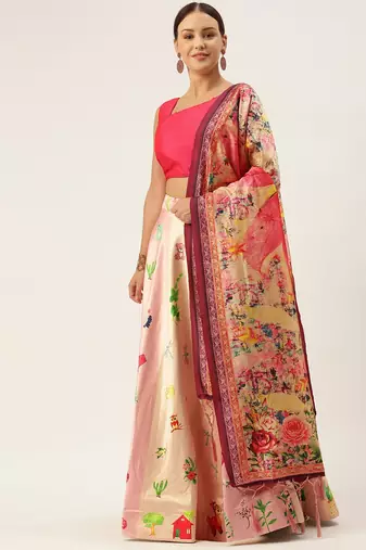 Pink Colour Beautiful Style Printed Ceremonial Wear Lehenga Choli Set For Party Glam Looks