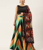 Black Colour Beautiful Style Printed Ceremonial Wear Lehenga Choli Set For Party Glam Looks