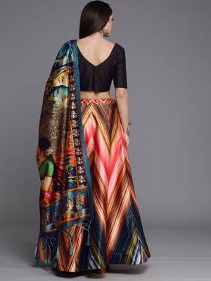 Black Colour Beautiful Style Printed Ceremonial Wear Lehenga Choli Set For Party Glam Looks 2