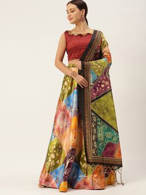 Red Colour Beautiful Style Printed Ceremonial Wear Lehenga Choli Set For Party Glam Looks 1