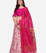 Pink Colour Girlie Floral Print Wedding Wear Satin Silk Lehenga Choli For Stylish Girls