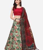 Red Colour Girlie Floral Print Wedding Wear Satin Silk Lehenga Choli For Stylish Girls