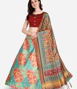 Red Colour Beautiful Girlie Floral Print Wedding Wear Satin Silk Lehenga Choli For Stylish Girls