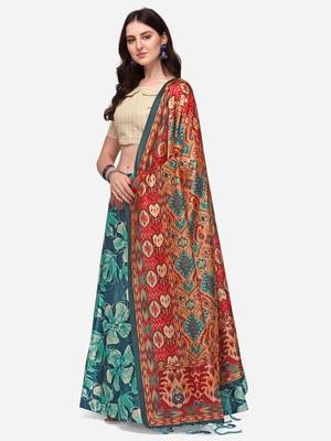 Beige Satin Silk Fabric Beautifully Printed Girlie Wedding Partywear Lehenga Choli Set 2