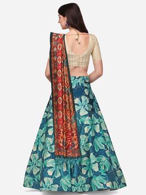 Beige Satin Silk Fabric Beautifully Printed Girlie Wedding Partywear Lehenga Choli Set 3