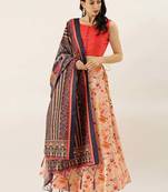 Orange Satin Silk Fabric Beautifully Printed Girlie Wedding Partywear Lehenga Choli Set