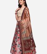 Beige Satin Silk Fabric Beautifully Printed Girlie Wedding Partywear Lehenga Choli Set