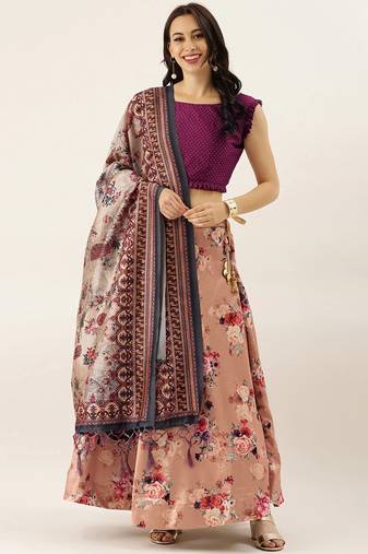 Rani Satin Silk Fabric Beautifully Printed Girlie Wedding Partywear Lehenga Choli Set