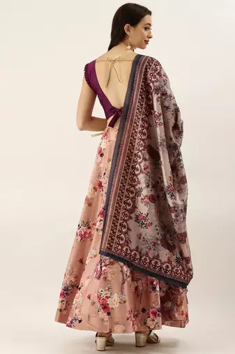 Rani Satin Silk Fabric Beautifully Printed Girlie Wedding Partywear Lehenga Choli Set