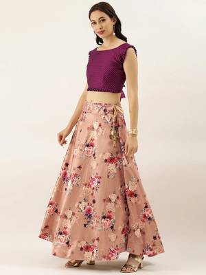 Rani Satin Silk Fabric Beautifully Printed Girlie Wedding Partywear Lehenga Choli Set 3