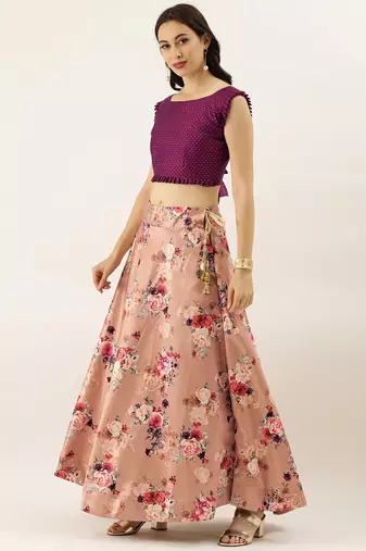 Rani Satin Silk Fabric Beautifully Printed Girlie Wedding Partywear Lehenga Choli Set