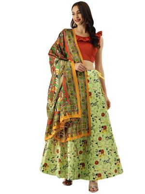 Red Satin Silk Fabric Beautifully Printed Girlie Wedding Partywear Lehenga Choli Set 2