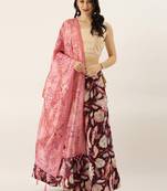 Beige Satin Silk Fabric Beautifully Printed Girlie Wedding Partywear Lehenga Choli Set