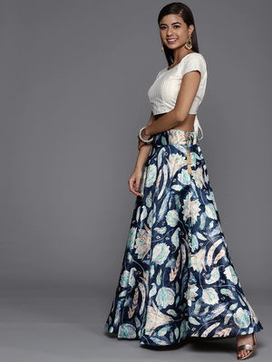 White Satin Silk Fabric Beautifully Printed Girlie Wedding Partywear Lehenga Choli Set 3
