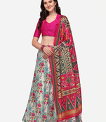 Pink Satin Silk embroidered Printed Girlie Wedding Partywear Lehenga Choli Set