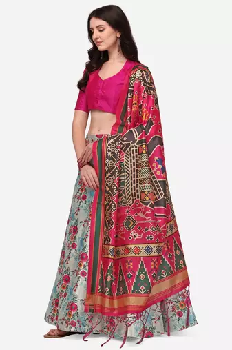 Pink Satin Silk Fabric Beautifully Printed Girlie Wedding Partywear Lehenga Choli Set