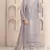Grey embroidered faux georgette semi stitched salwar suit
